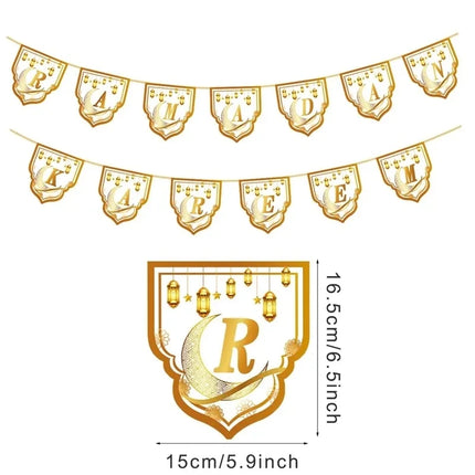 FENGRISECN Eid Mubarak Banner Plates Ramadan Tableware Kit by zapcart