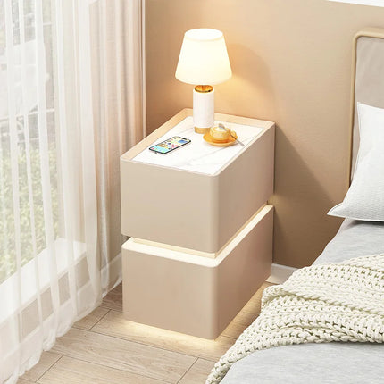 Wireless Charging Smart Bedside Table Modern Solid Wood Drawer Cabinet Floating Narrow Nightstand Minimalist Bedside Storage by zapcart