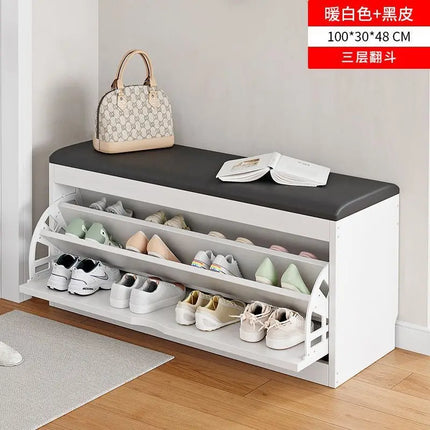 Tipping bucket shoe change stool household door shoe cabinet can sit integrated locker entry shoe stool simple shoe rack storage by zapcart