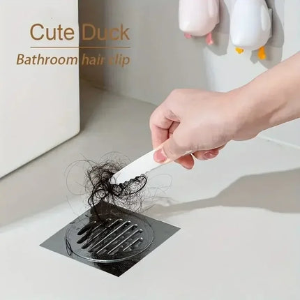 2-in-1 Hair Clip and Cleaning Clip with Duck Shape Design，Multi-functional Garbage Clip Wall-mounted for Bathroom and Kitchen by zapcart
