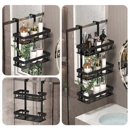 Bathroom wall mounted three-layer storage rack, door mounted rack, shower gel rack, shower room supplies storage rack by zapcart