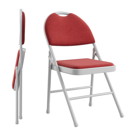 2/4/6 Pack Fabric Padded Folding Chairs Metal Frame Commercial Stackable Guest Chairs with Linen Cushion Back for Indoor Outdoor by zapcart