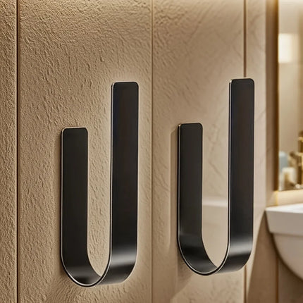 3-in-1 Wall-Mounted Toilet Paper Holder with Towel Rack & Hooks-Black Metal,Space-Saving Design for Bathroom,Kitchen,Living Room by zapcart