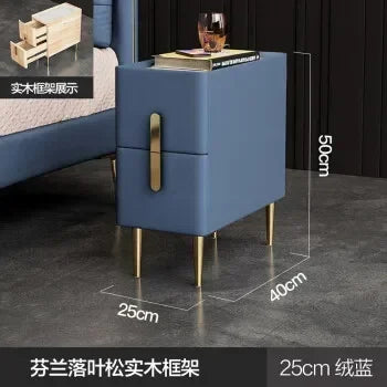 Nordic Style Bedroom Bedside Table Modern Mini Narrow Rock Surface Nightstand Self-Contained 2 Drawers Wooden Tables by zapcart