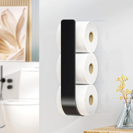 3-in-1 Wall-Mounted Toilet Paper Holder with Towel Rack & Hooks-Black Metal,Space-Saving Design for Bathroom,Kitchen,Living Room by zapcart