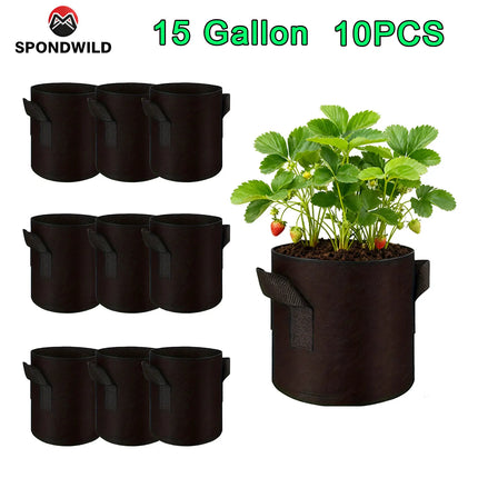SPONDWILD 30 Pcs 15 Gallon Tomatoes / Potatoes Grow Bags Thickened Non-Woven Fabric Garden Greenhouse Pot Vegetable Growing Bags by zapcart