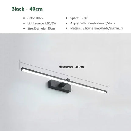 DINDALLED Modern Bathroom LED Mirror Light Vanity Wall Lamp for Makeup Modern Mirror Headlight Indoor Lighting Fixture by zapcart