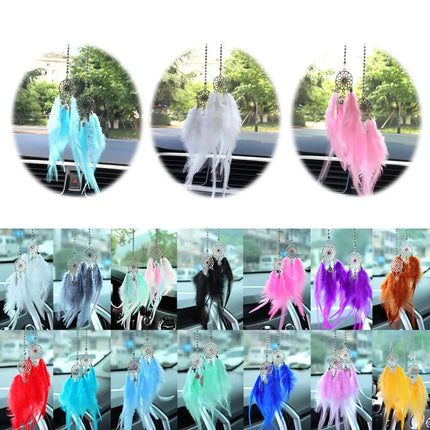 Mini Dream Catcher Car Mirror Hanger Calming Wind Chimes by zapcart