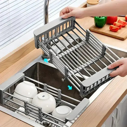 Expandable Stainless Steel Sink Drain Basket Space Saving Organizer For Homes by zapcart