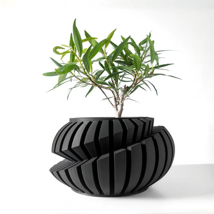 Eco-Friendly 3D Printed Flower Pot Irregular Geometric plant pot with Textured Lines for Tabletop Decor & Sustainable Gift by zapcart