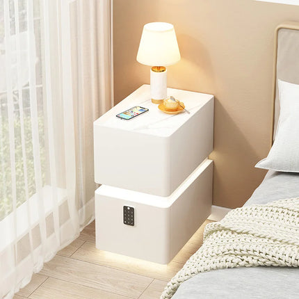 Wireless Charging Smart Bedside Table Modern Solid Wood Drawer Cabinet Floating Narrow Nightstand Minimalist Bedside Storage by zapcart