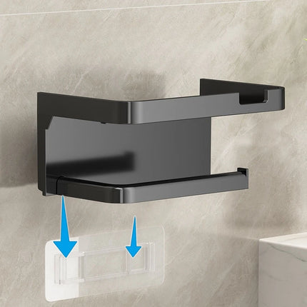 Wall Mounted No Drilling Bathroom Tissue Holder Toilet Paper Storage Box with Shelf for Phone Home Bathroom Roll Organizer Rack by zapcart