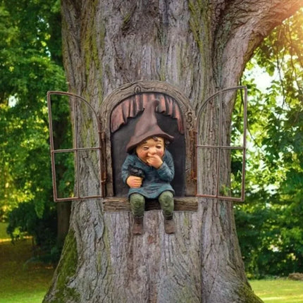 Creative Garden Statue Elf Goes Out with Tree Embracing Garden Outdoor Decoration by zapcart