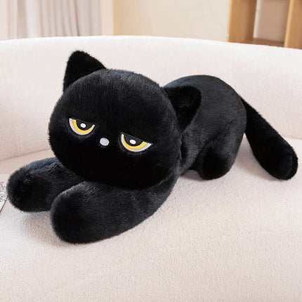 Black Cat Plush Pillow Soft Stuffed Lying Cat Cushion Cute Sleeping Cat Design Lovely Birthday Gift Idea for Cat Lovers by zapcart