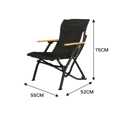 Outdoor Folding Chair Portable Relaxing Aluminum Alloy Backrest Wooden Arm Fishing Beach Travel Garden Patio Camping Chair by zapcart