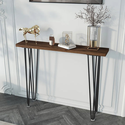 Modern Console Table, Solid Wood & Iron Entryway Table, Slim Hallway Sofa Table, Stylish Narrow Sideboard for Living Room by zapcart