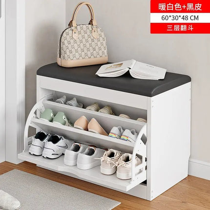 Tipping bucket shoe change stool household door shoe cabinet can sit integrated locker entry shoe stool simple shoe rack storage by zapcart