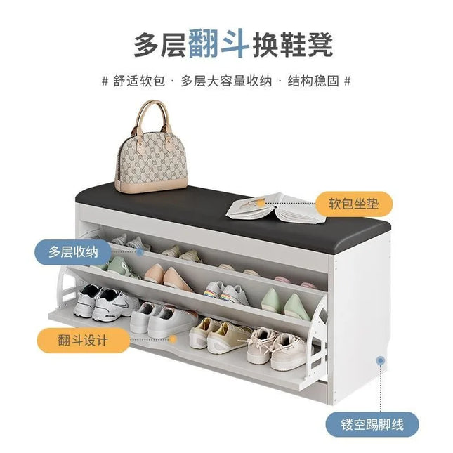 Tipping bucket shoe change stool household door shoe cabinet can sit integrated locker entry shoe stool simple shoe rack storage by zapcart
