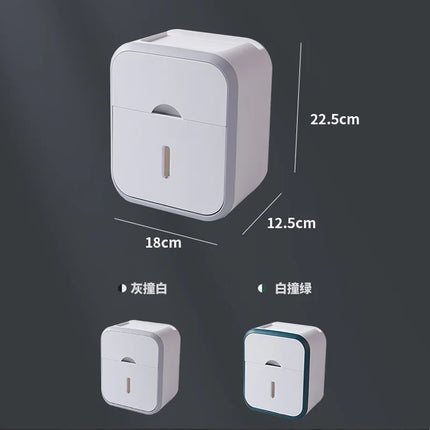 Storage Box Toilet Paper Organizer Waterproof High Capacity Dust-proof Punch-free Wall Mounted Roll Paper Bathroom Home Supplies by zapcart