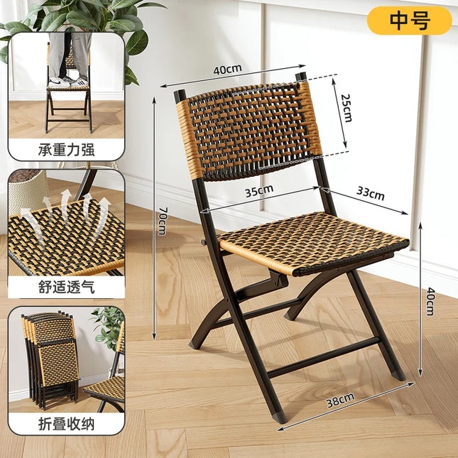 ‌Rattan Folding Lounge Chair, Waterproof Sun-Resistant Recliner, Breathable Oversized Seat, Portable Quiet Balcony Sofa by zapcart