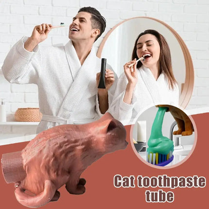 Funny Cat Vomited Toothpaste Dispenser Creative Spoof Toothpaste Cap Squeezer Gift for Kids Adults Bathroom Accessories by zapcart