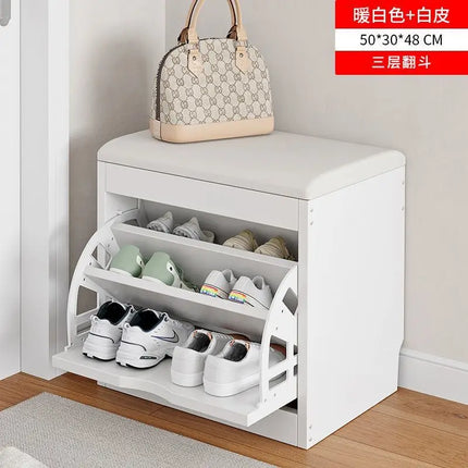 Tipping bucket shoe change stool household door shoe cabinet can sit integrated locker entry shoe stool simple shoe rack storage by zapcart