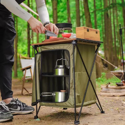 Outdoor Folding Table Portable Camping Picnic Lightweight Multi-functional Storage Rack Cooking Cabinet BBQ Hiking Equipment by zapcart