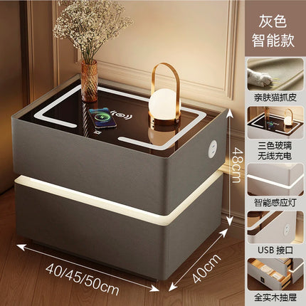 Floating LED Bedside Table Smart Nightstand with Wireless Charging Luxury Modern 2-Tier Storage Drawer Compact Bedroom Furniture by zapcart
