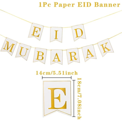 FENGRISECN Eid Mubarak Banner Plates Ramadan Tableware Kit by zapcart