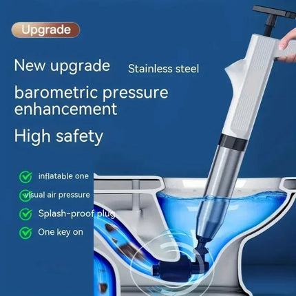 Powerful Toilet Plunger Stainless Steel Pipe Dredger Unblocker Pneumatic High-pressure Dredging Air Drain Blaster Tool Set by zapcart