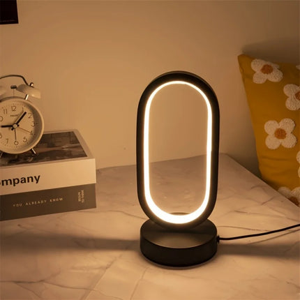 1PC Mini Circular Metal Art Desk Lamp with Three Color Lighting and USB Port by zapcart