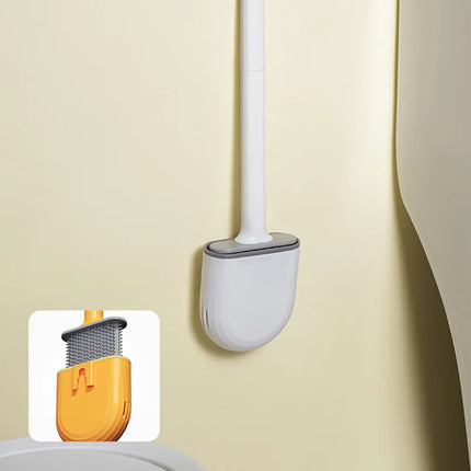 WIKHOSTAR Breathable Toilet Brush Holder with Silicone Bristles Non-Slip Water Leak Proof Long Handle Wc Toilet Cleaning Brush by zapcart