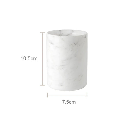 Volakos White Natural Marble Bathroom Set Soap Dispenser Soap Dish Toilet Brush Tissue Box Tray Bathroom Accessories by zapcart