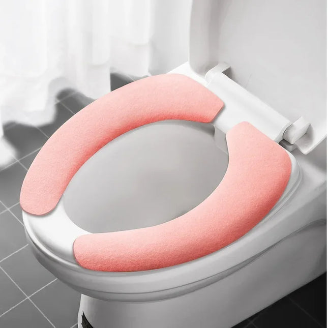 Toilet Seat Cover Soft Closestool Paste Solid Color Toilet Sticky Seat Pad Washable Bathroom Warmer Seat Lid Cover Pad Universal by zapcart