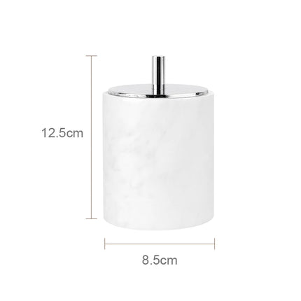 Volakos White Natural Marble Bathroom Set Soap Dispenser Soap Dish Toilet Brush Tissue Box Tray Bathroom Accessories by zapcart