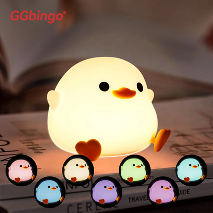 Cute Pear Night Light 7-Color Dimmable Touch-Controlled Night Light Silicone Stress Reducing Pat Duck Lamp USB Rechargeable by zapcart