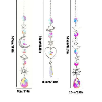 Choice Galaxy Star Moon Crystal Wind Chime Suncatcher Decor by zapcart