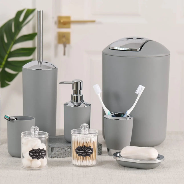 Bathroom Accessories, 8 Piece Bathroom Accessories Set with Trash Can, Toothbrush Holder and Cup, Soap Dispenser and Dish by zapcart