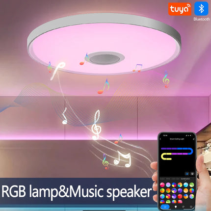 LED Music Ceiling Lights RGB+CW Dimming with Remote Control APP by zapcart