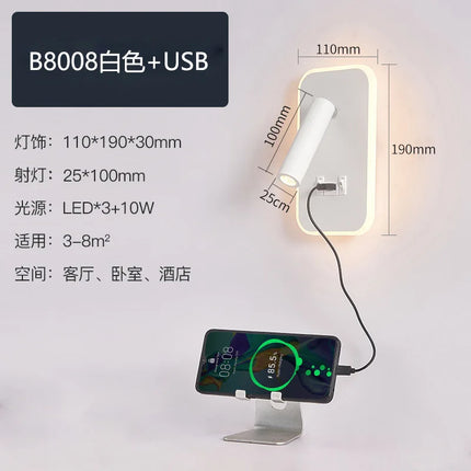 LED Wall Mounted Reading Light with Switch And USB Port Rotatable Bedside Wall Lamp Wall Sconce Spotlight for Bedroom by zapcart