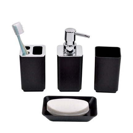 8Pcs/Set Soap Dispenser Box Toilet Brush Lotion Bottle Trash Can Bamboo Plastic Bathroom Storage Set Toothbrush Cup Holder by zapcart