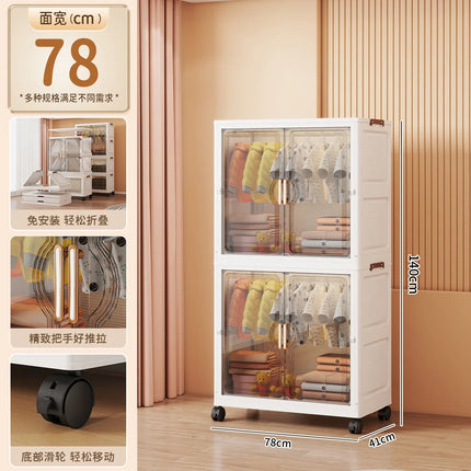 Children's Wardrobe Storage Cabinet Living Room Foldableable Bedroom Container Bins Large Capacity Baby Wardrobe Multi-Function by zapcart