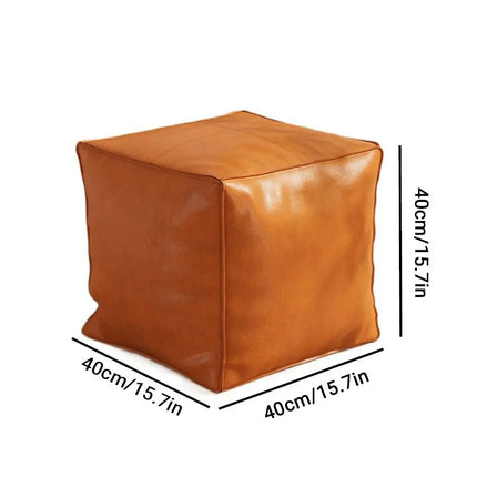 Nordic Style Non-Slip Storage Stool Waterproof No Fillings PU Leather Ottoman Square Stackable Unstuffed Cushion Cover Home by zapcart