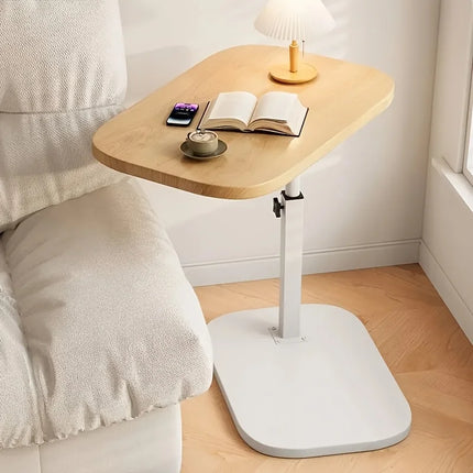 Adjustable height table - with wooden tabletop, portable sofa side table, suitable for coffee, office, and indoor/outdoor use by zapcart