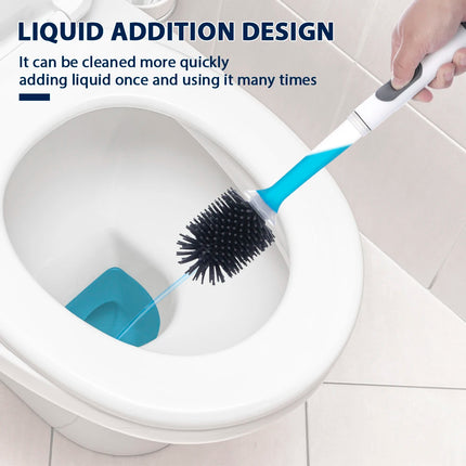 Water Spray Silicone Toilet Brush 40cm Long Handle Refillable Silicone TPR Brush With Wall-Mounted Bathroom Cleaning Accessories by zapcart