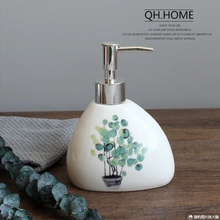 Green Nordic Ceramic Bathroom Set - Soap Dispenser, Toothbrush Holder, Tumbler & Soap Dish for Stylish Bathroom Organization by zapcart