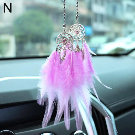 Mini Dream Catcher Car Mirror Hanger Calming Wind Chimes by zapcart