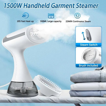 1500W Handheld Steam Iron Fast-Heat Garment Steamer Foldable Ironing Machine Household Electric Fabric Steamer for Home Travel by zapcart