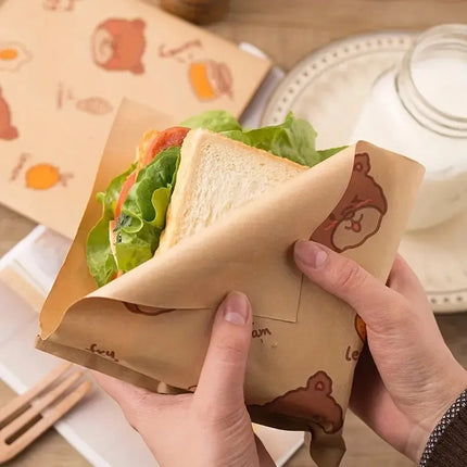 Sandwich Wrappers 50Pcs Greaseproof Parchment Paper Cute Pattern For Home Bakers by zapcart