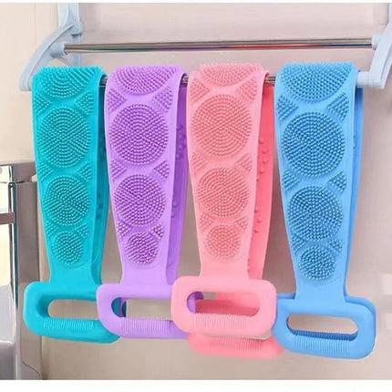 Body Sponge Silicone Brushe Bath Towels Scrubber Rubbing Back Peeling Massage Shower Belt Extended Skin Clean Brushes Bath Brush by zapcart